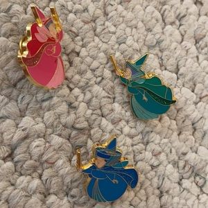 Disney Sleeping Beauty Flora, Fauna, and Merryweather Enamel Pin Set